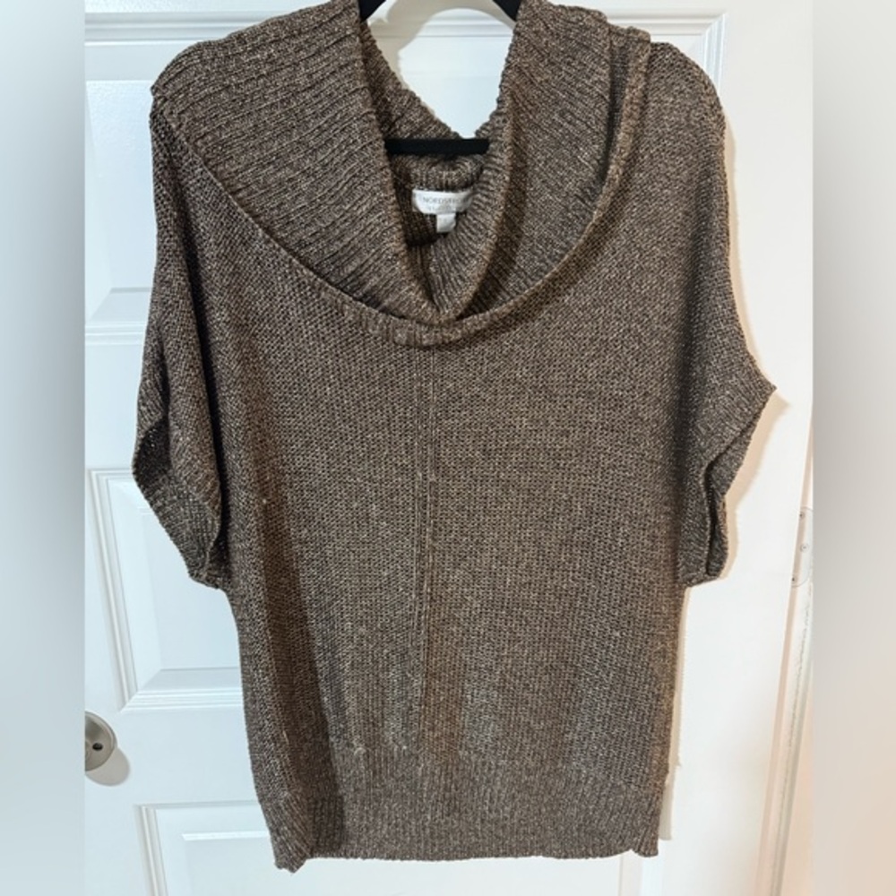 Nordstrom Brown/Metallic Cowl Neck Sweater